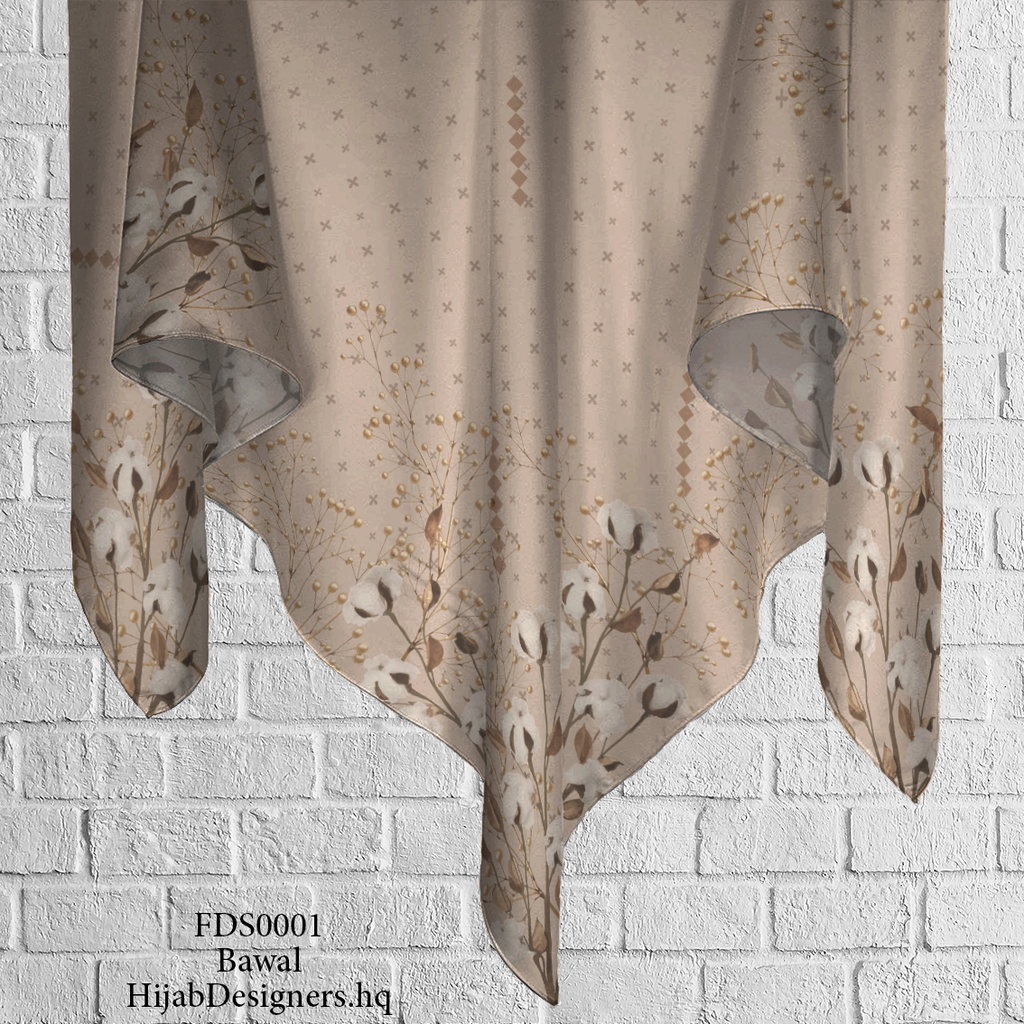 Tudung Bawal (Square Hijab) in FDS0001 (Cotton Voile Premium, Bidang 40" (Kids), Bawal Biasa (No Awning), Tak Tambah Nama, Taknak Giftcard)
