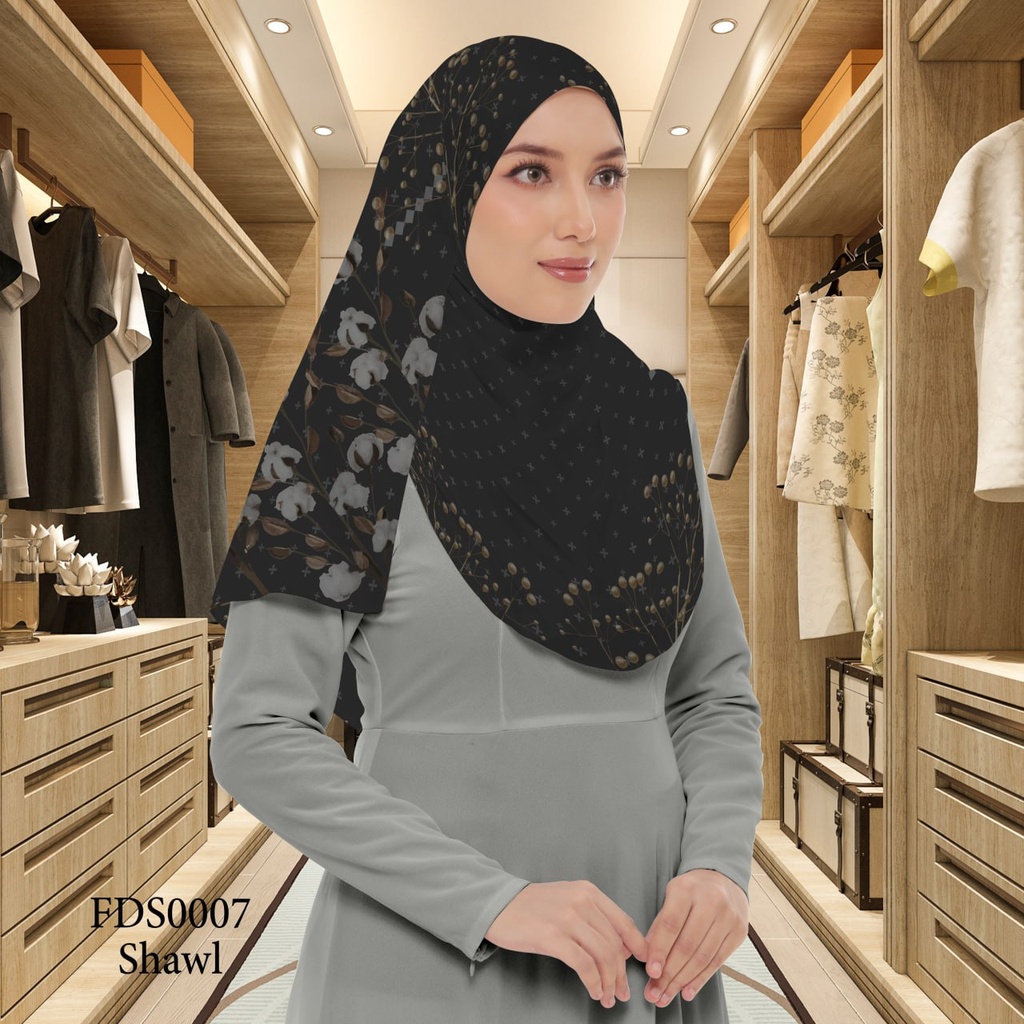 Tudung Shawl in FDS0007 (Standard 1.8m x 0.7m, Chiffon Babydoll, Tak Tambah Nama, Taknak Giftcard)