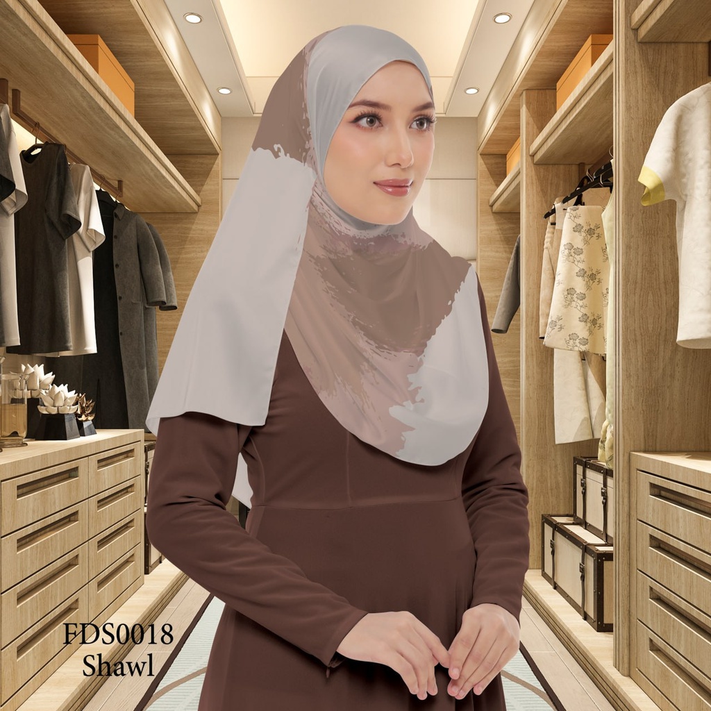Tudung Shawl in FDS0018 (Standard 1.8m x 0.7m, Chiffon Babydoll, Tak Tambah Nama, Taknak Giftcard)